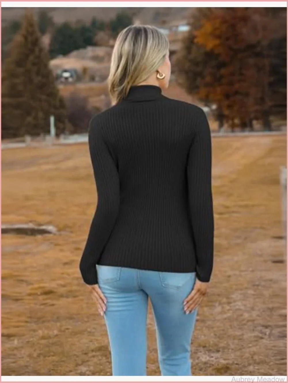 Turtleneck Sweater Pullover Ribbed Knit Long Sleeve Slim Fit